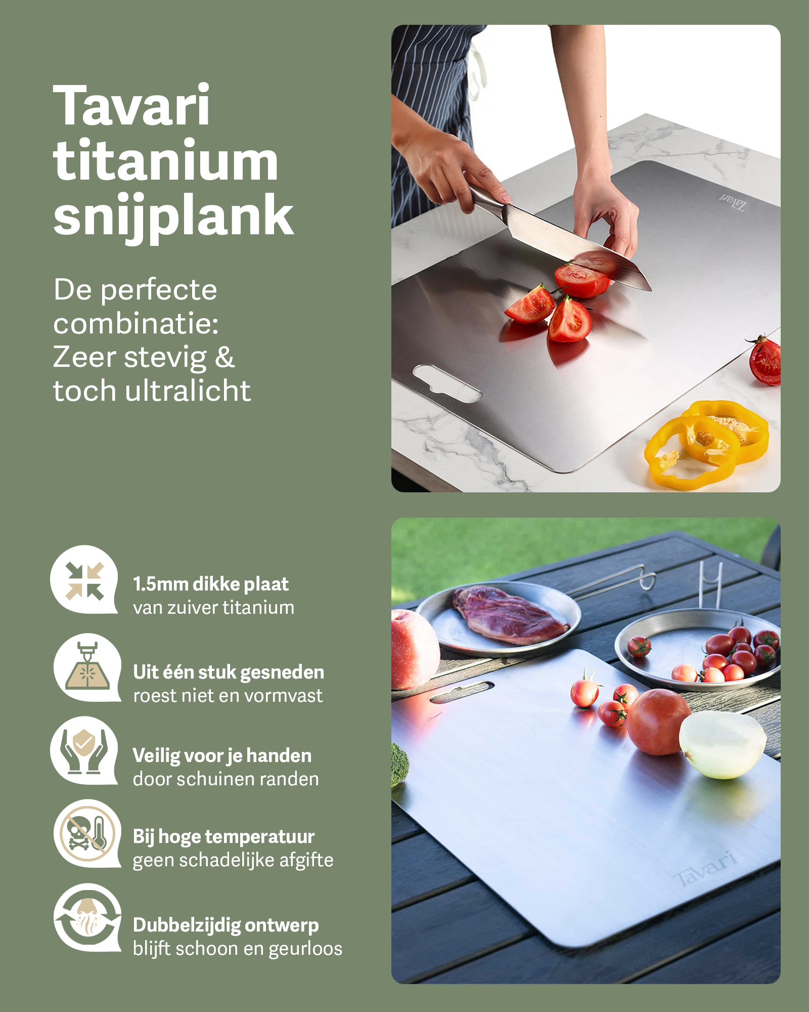 Tavari 100% zuiver titanium snijplank