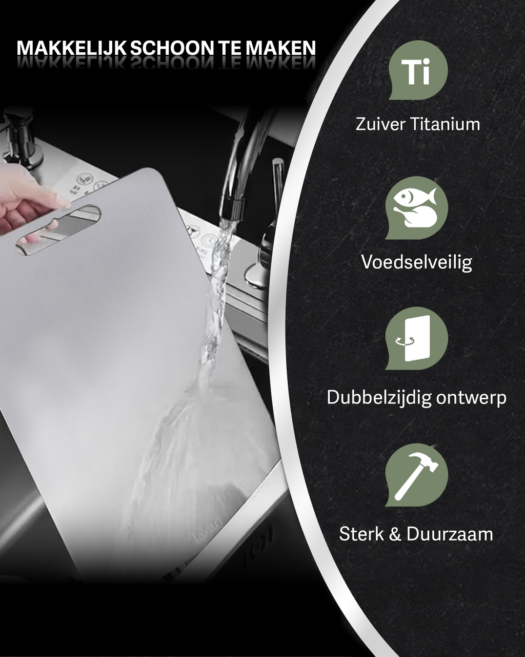 Tavari 100% zuiver titanium snijplank