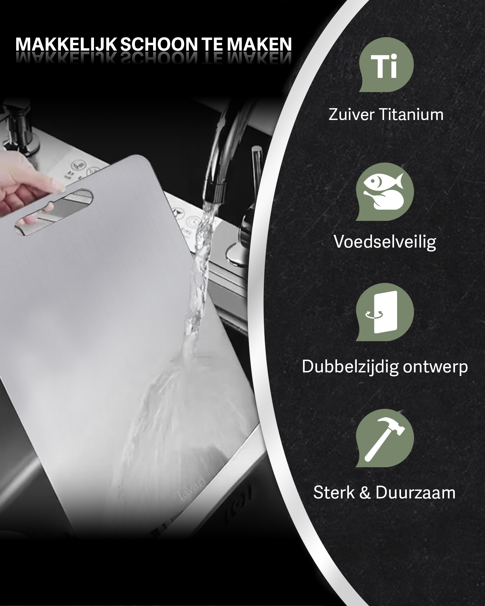 Tavari 100% zuiver titanium snijplank