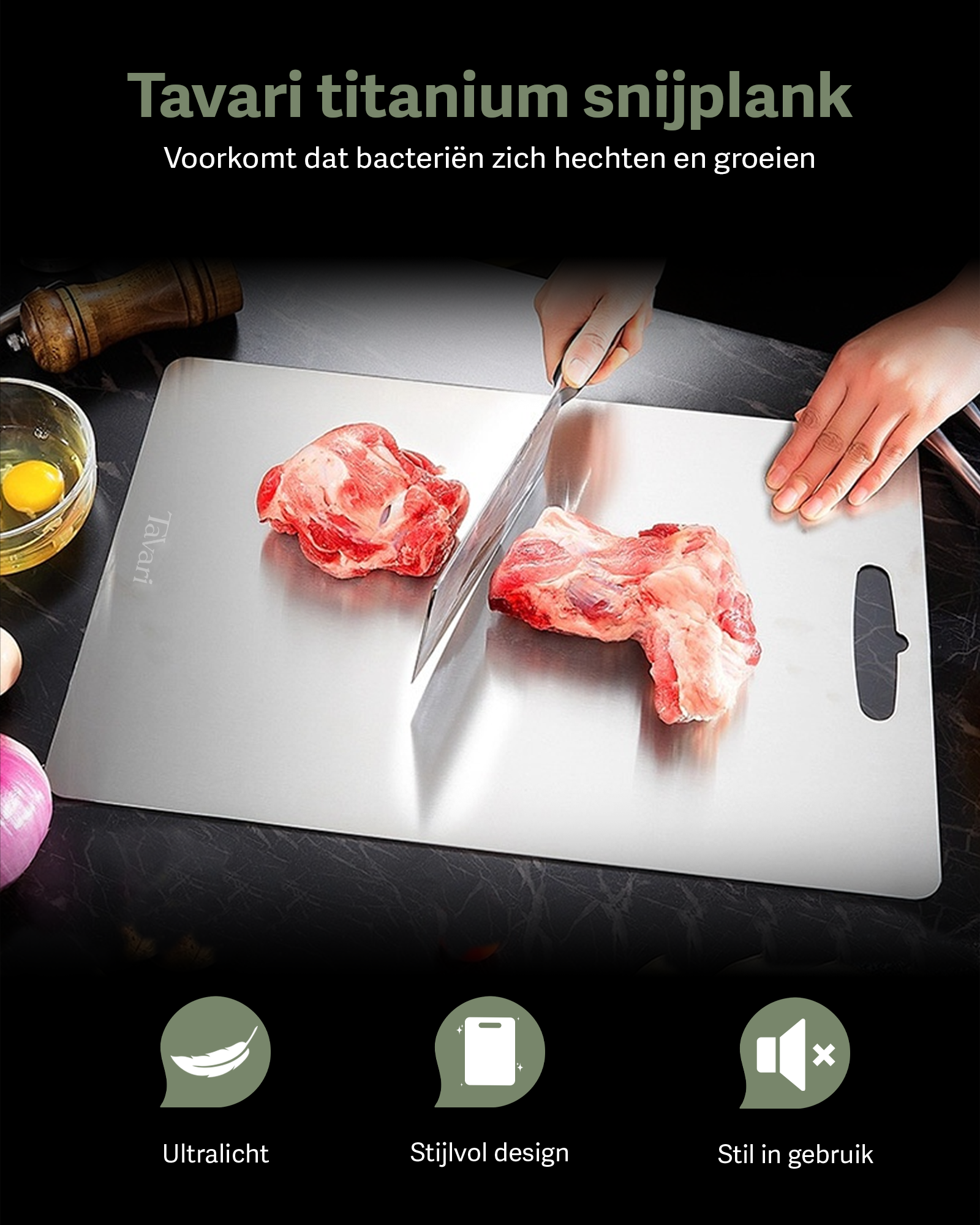 Tavari 100% zuiver titanium snijplank